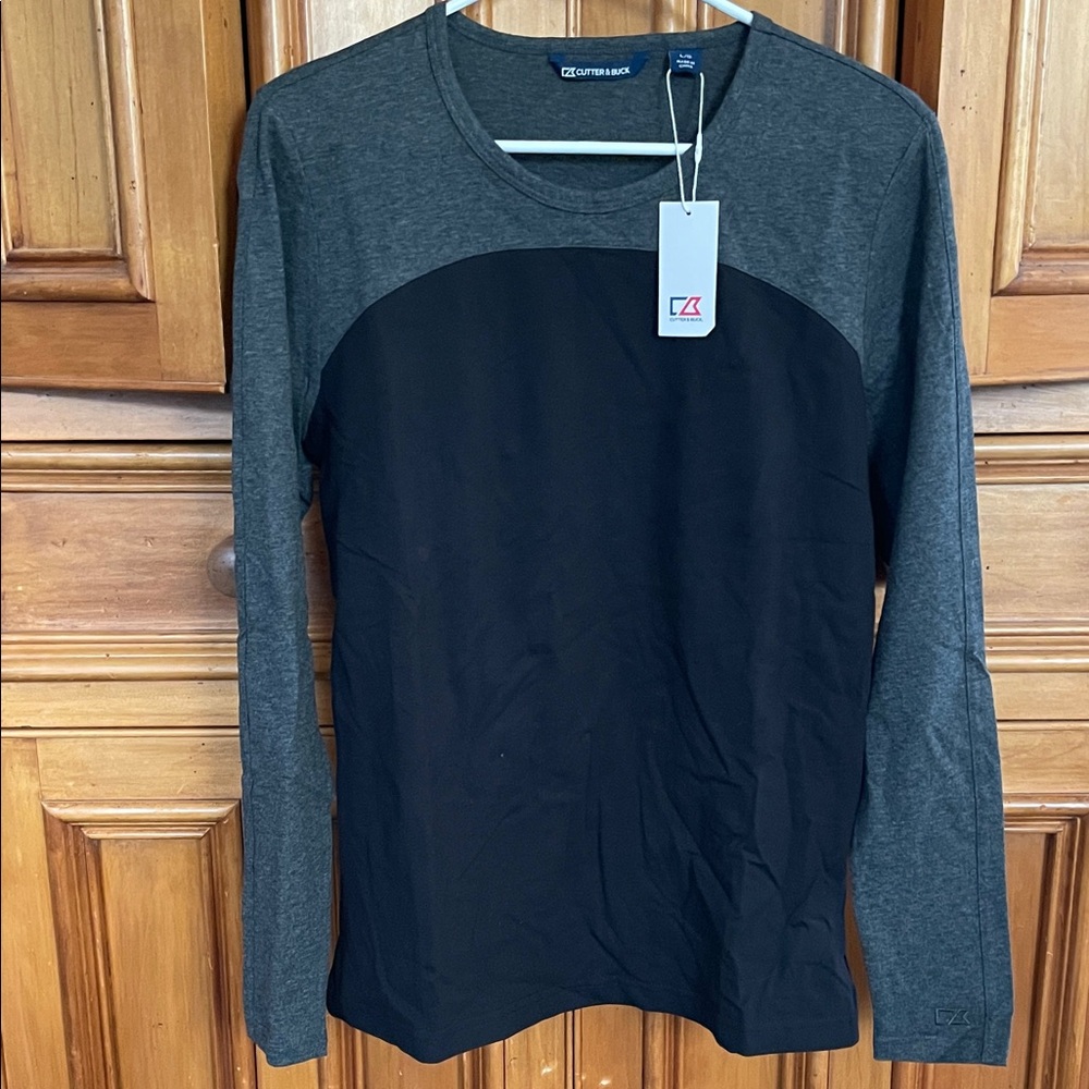Cutter & Buck Women's Long Sleeve Black and Gray Tee